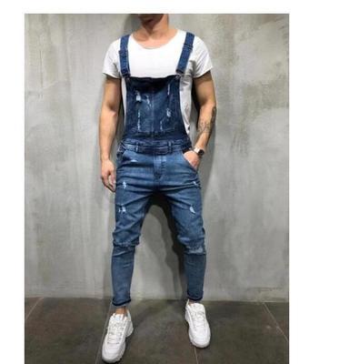 European And American Baggy Jeans Suspenders For Men With Holes