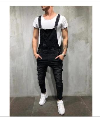 European And American Baggy Jeans Suspenders For Men With Holes