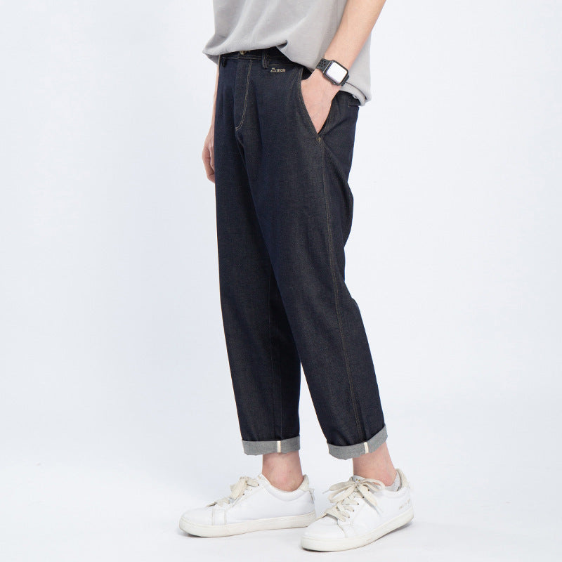 Men'S Fashion Brand Loose Baggy Pants Jeans Youth Hong Kong Style Carrot Pants Men'S Nine-Point Pants