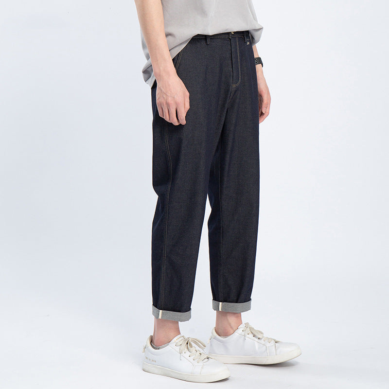 Men'S Fashion Brand Loose Baggy Pants Jeans Youth Hong Kong Style Carrot Pants Men'S Nine-Point Pants