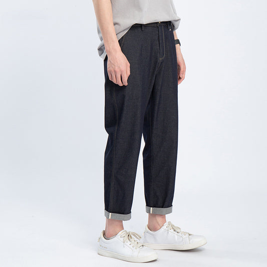 Men'S Fashion Brand Loose Baggy Pants Jeans Youth Hong Kong Style Carrot Pants Men'S Nine-Point Pants