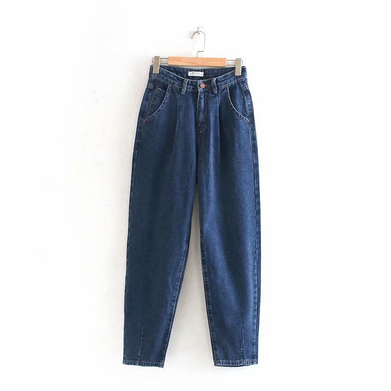 Pleated loose jeans