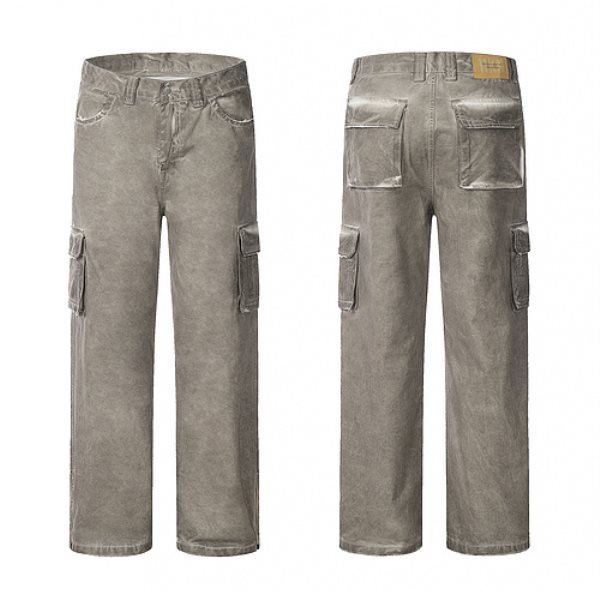 Three-dimensional Cut Washed Dirty Mud Baggy Wide-leg Jeans