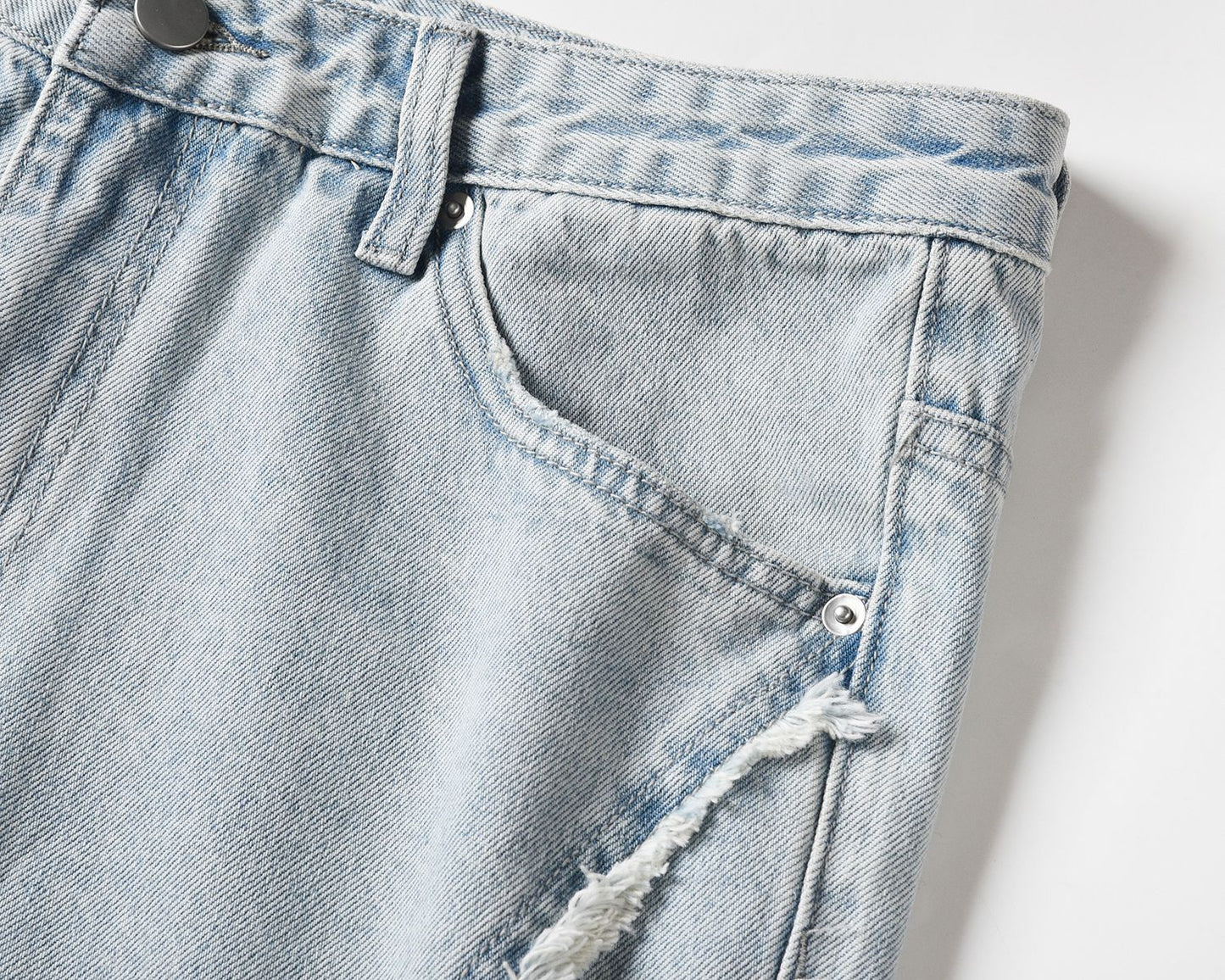 Ripped Frayed Stitching Baggy Pants Jeans