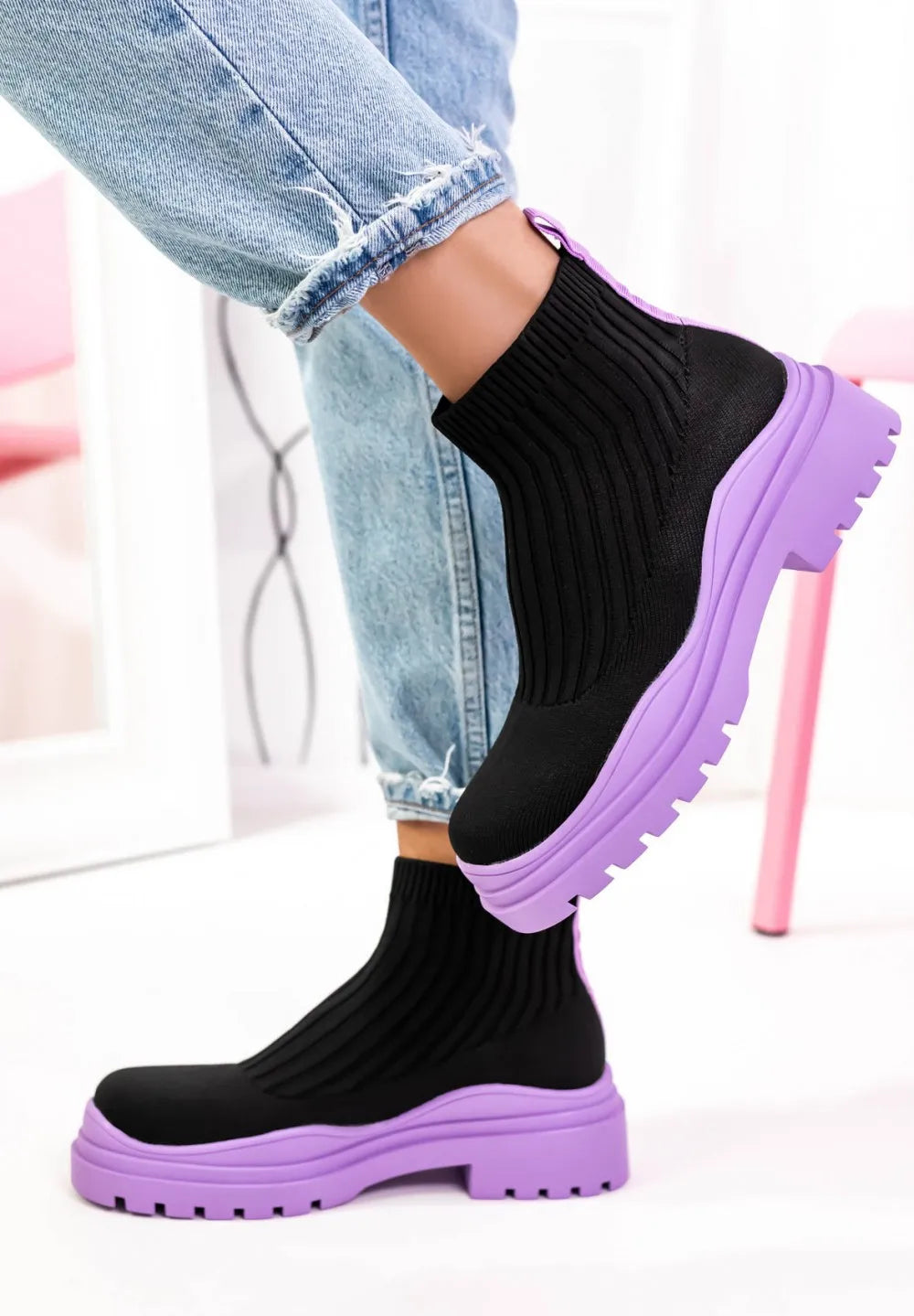 Women's Socks Shoes 2024 Spring Autumn New Fashion Breathable Casual Wedges Platform Ankle Boots Zapatos De Mujer Goth Boots