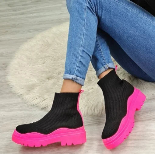 Women's Socks Shoes 2024 Spring Autumn New Fashion Breathable Casual Wedges Platform Ankle Boots Zapatos De Mujer Goth Boots