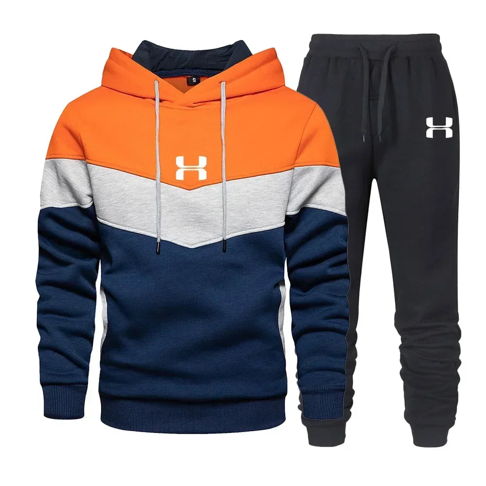 New 2025 spring men's casual hoodie + pants two-piece set, fashion trend outdoor climbing jogging jumper men's sportswear