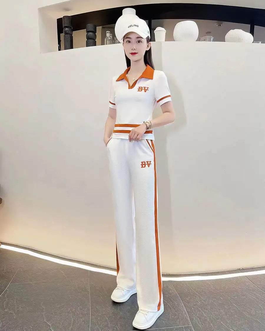 Leisure Sportswear Set for Spring and Summer New Korean Version Loose Fitting Short Sleeved Fashion and Age Reducing Two-piece