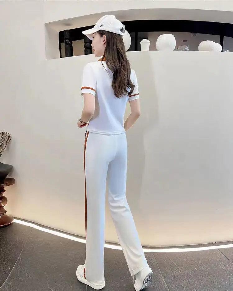 Leisure Sportswear Set for Spring and Summer New Korean Version Loose Fitting Short Sleeved Fashion and Age Reducing Two-piece