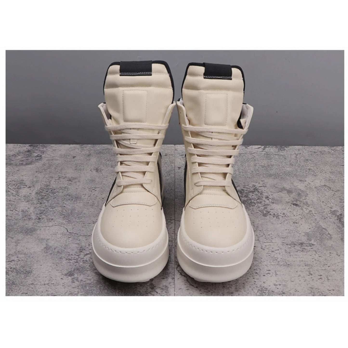 Top Quality Boots Men and Women 35-48 Casual Fashion Punk Real Leather zipper booties 6cm Platform soles Trendy High top shoes