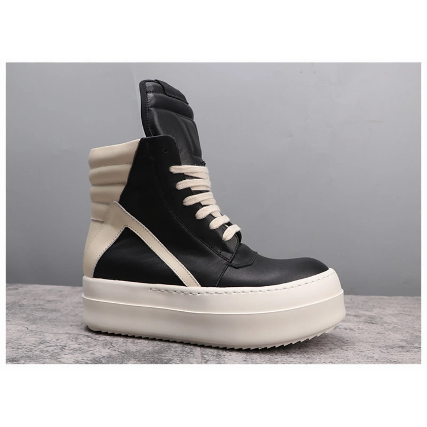 Top Quality Boots Men and Women 35-48 Casual Fashion Punk Real Leather zipper booties 6cm Platform soles Trendy High top shoes