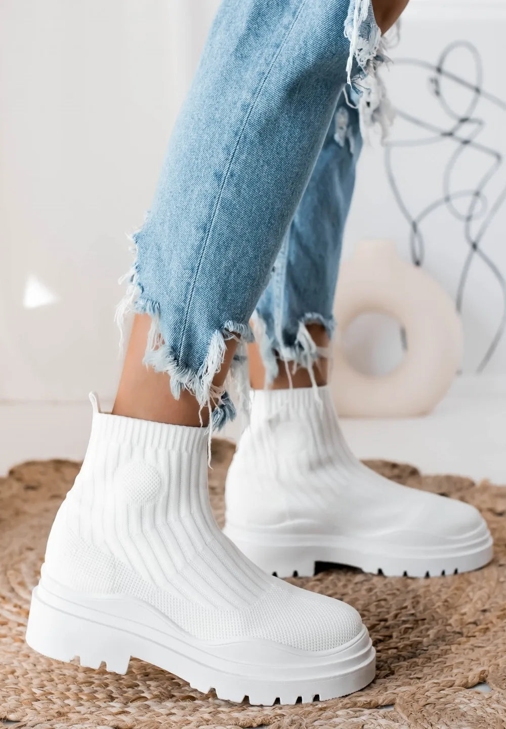 Women's Socks Shoes 2024 Spring Autumn New Fashion Breathable Casual Wedges Platform Ankle Boots Zapatos De Mujer Goth Boots