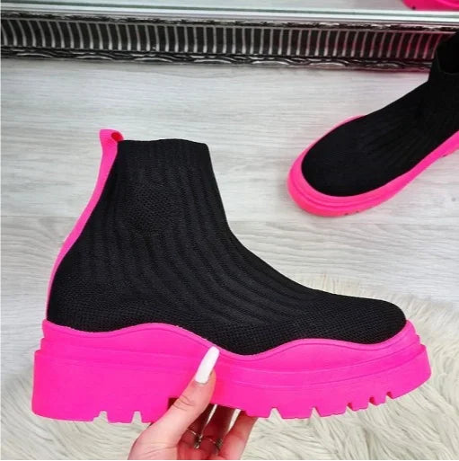 Women's Socks Shoes 2024 Spring Autumn New Fashion Breathable Casual Wedges Platform Ankle Boots Zapatos De Mujer Goth Boots