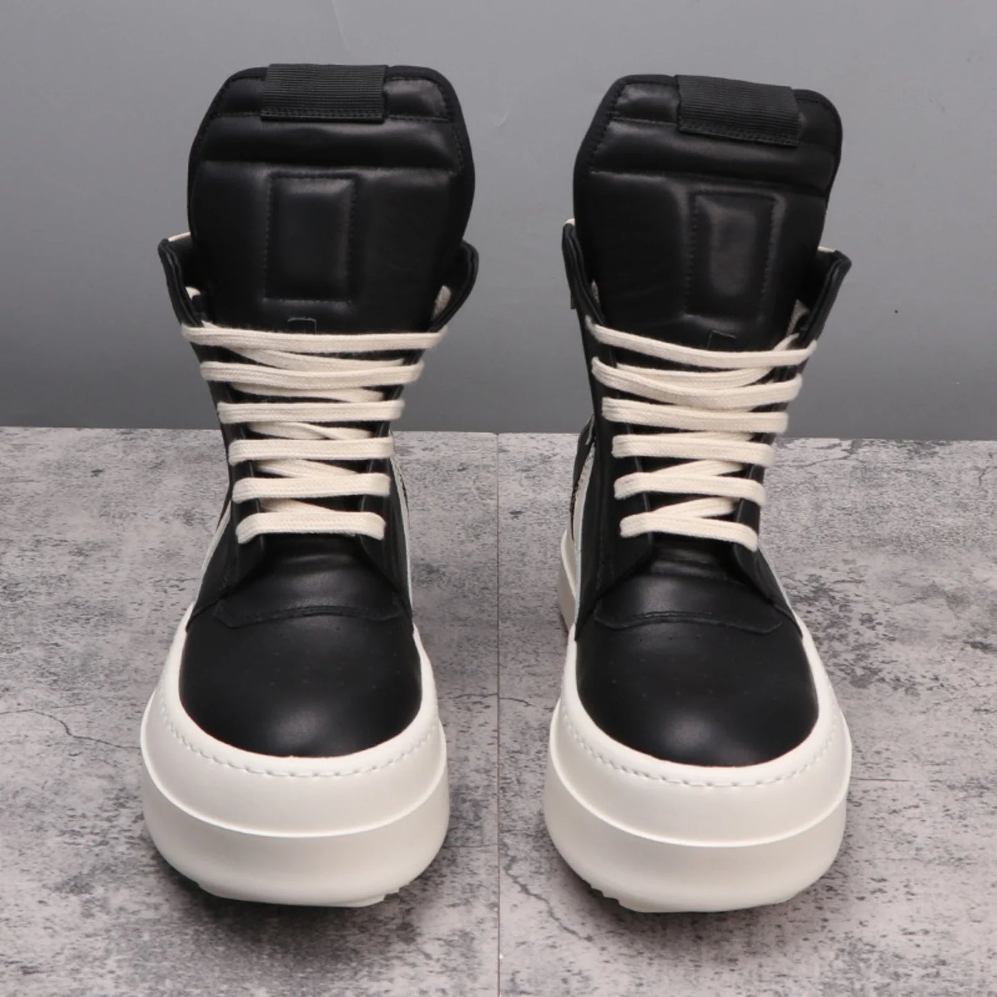 Top Quality Boots Men and Women 35-48 Casual Fashion Punk Real Leather zipper booties 6cm Platform soles Trendy High top shoes