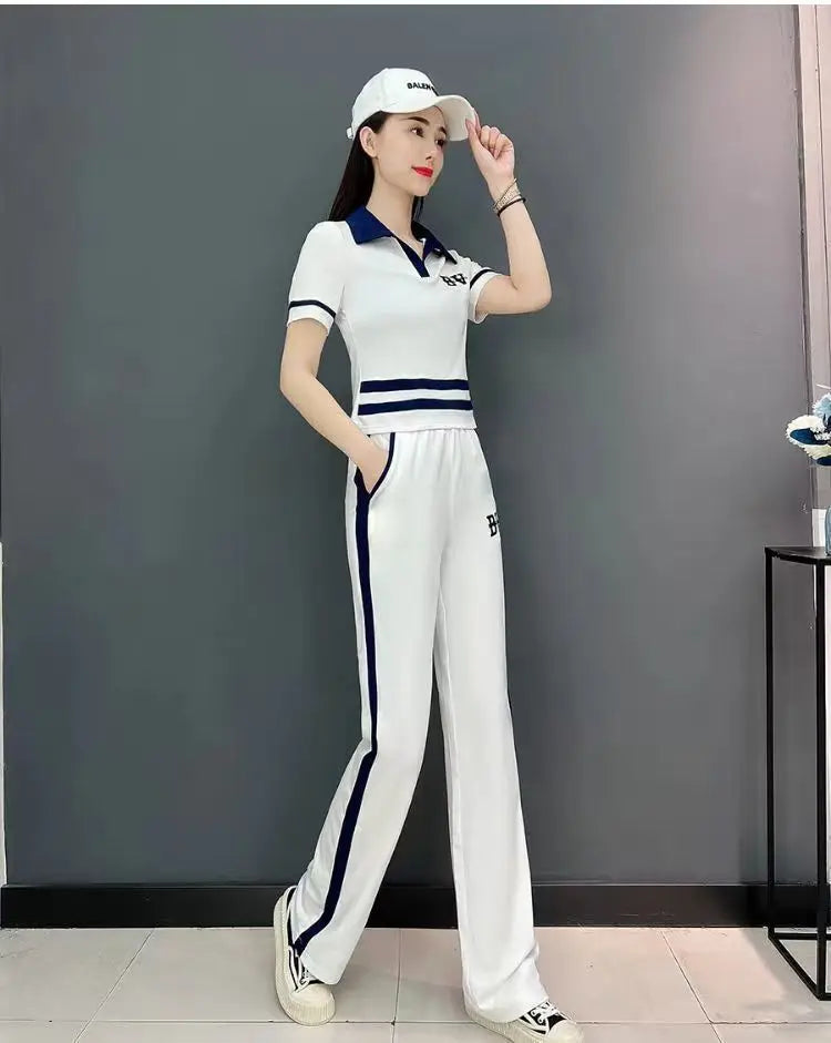 Leisure Sportswear Set for Spring and Summer New Korean Version Loose Fitting Short Sleeved Fashion and Age Reducing Two-piece