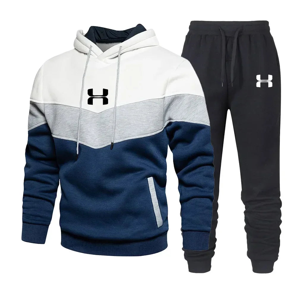 New 2025 spring men's casual hoodie + pants two-piece set, fashion trend outdoor climbing jogging jumper men's sportswear