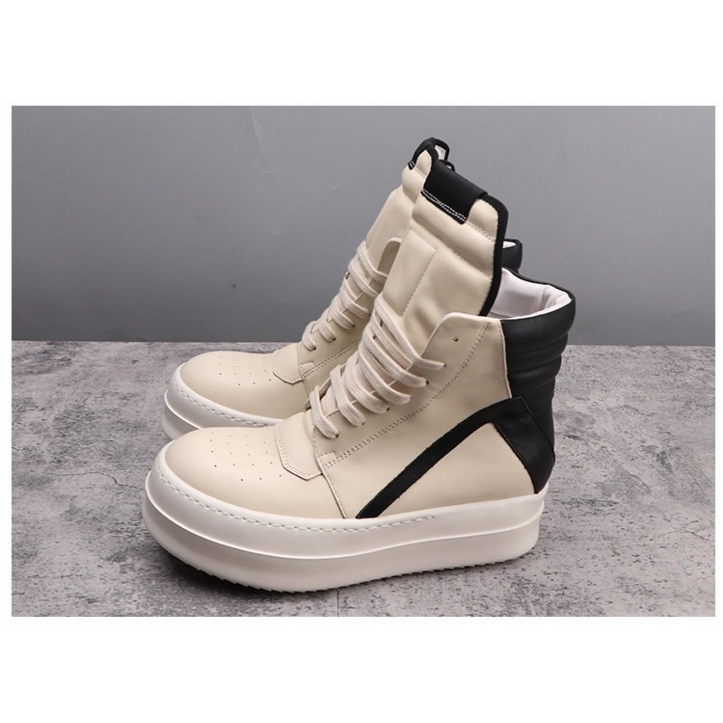 Top Quality Boots Men and Women 35-48 Casual Fashion Punk Real Leather zipper booties 6cm Platform soles Trendy High top shoes