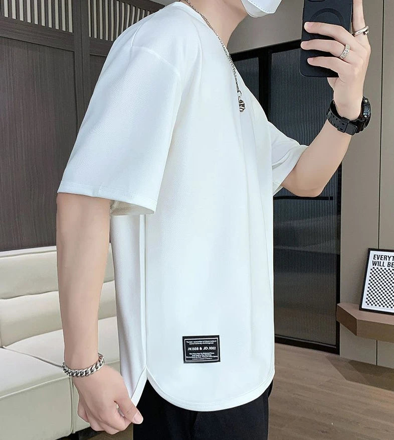 Men's Shorts Set Black Plain Workout Clothing Male T Shirt Short Sets Youthful Emo Two Piece Korean Style 2024 Outfit Stylish