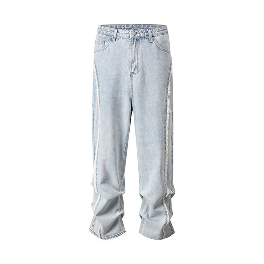 Ripped Frayed Stitching Baggy Pants Jeans